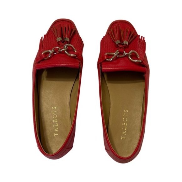 Talbots Red Leather Tassel Loafers Size 6.5 - Picture 2 of 9